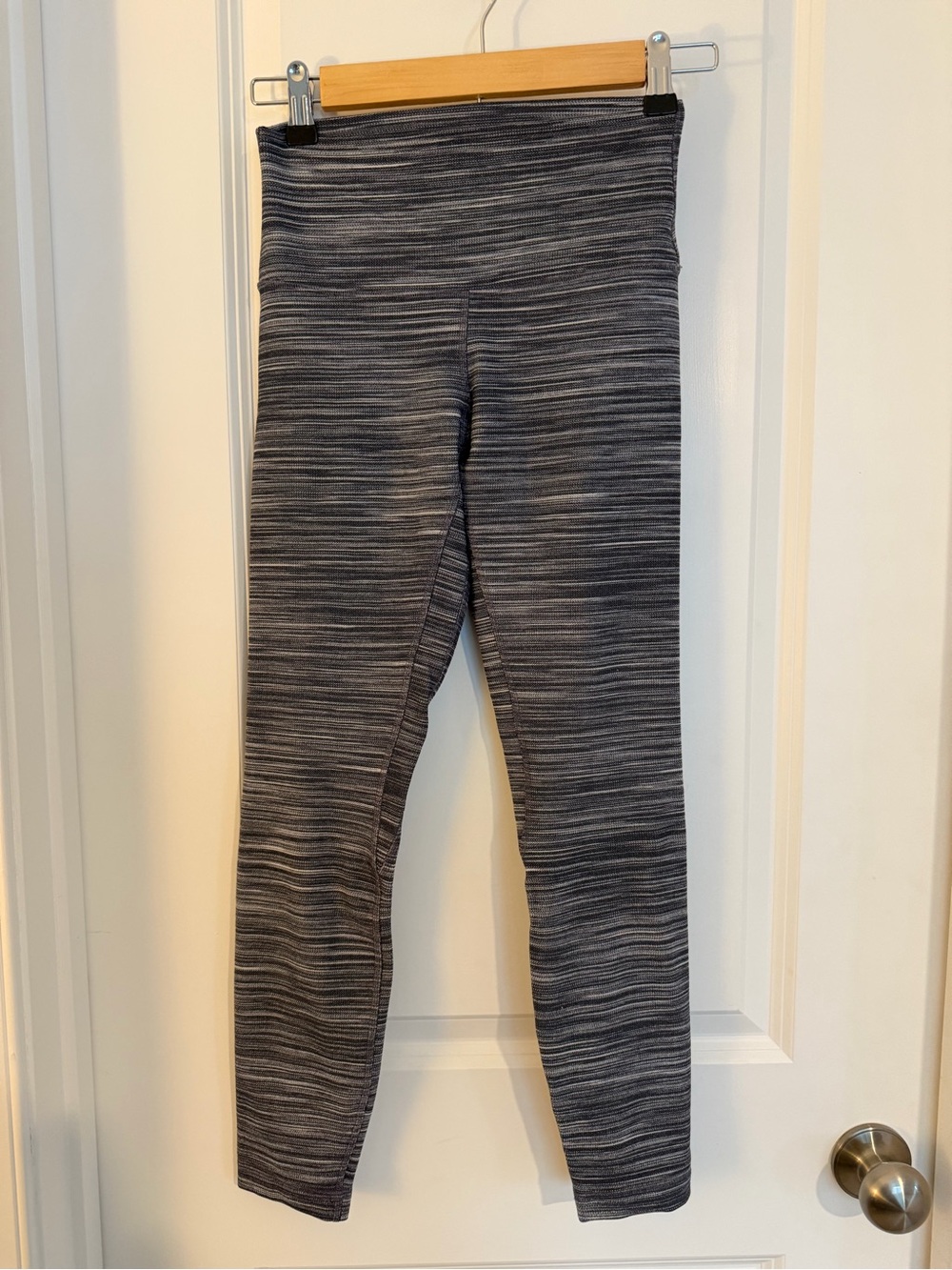 Lululemon Gray/White Striped Leggings